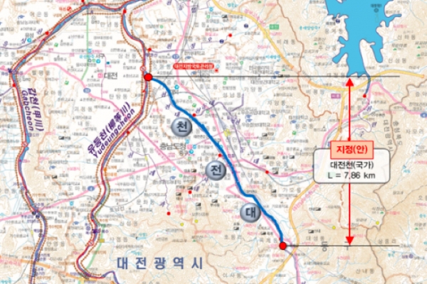 내년 국가하천으로 승격되는 대전천 구간 [사진=이은권 의원실 제공]