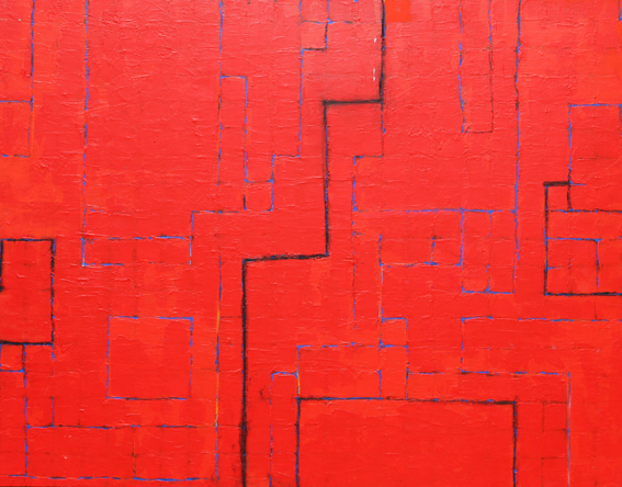 유병호, work2015-red & jazz 12, 116.8x91cm, Acrylic on canvas, 2015