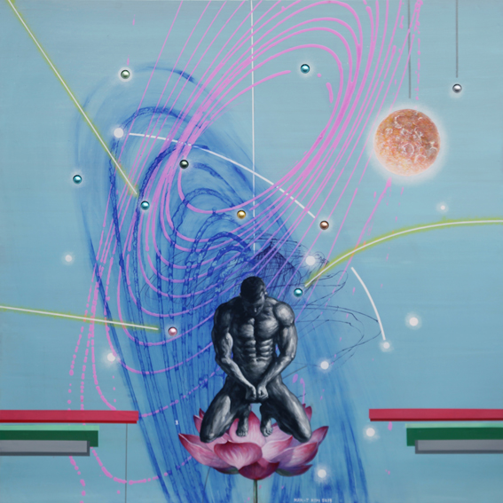 김학제 우주와 나, 15.122x122cm. acrylic on panel. 2018